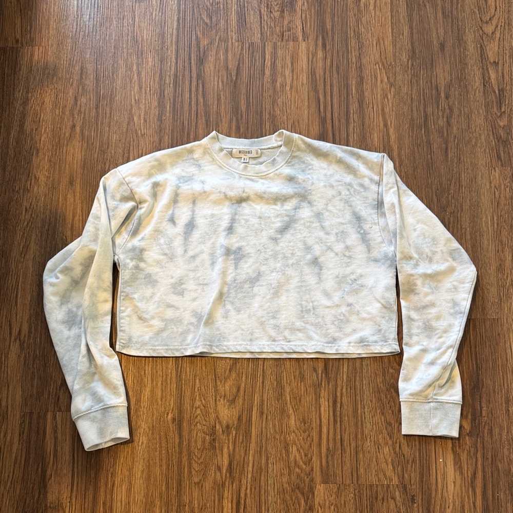 Missguided Light Blue Tie-Dye Cropped Hoodie
